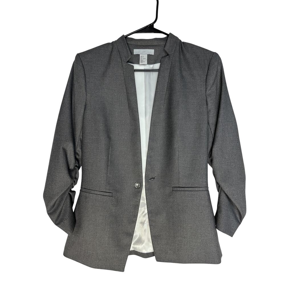 H&M grey stand collar blazer jacket